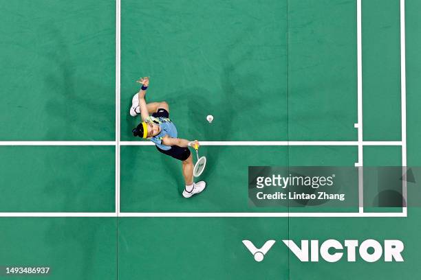 Tai Tzu Ying of Chinese Taipei competes in the Women's Singles Round Robin match against Pusarla V. Sindhu of India on day one of Sudirman Cup 2023...