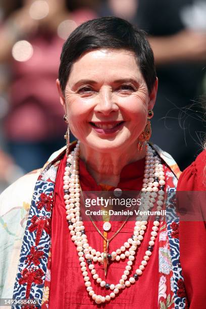 Isabella Rossellini attends the "La Chimera " red carpet during the 76th annual Cannes film festival at Palais des Festivals on May 26, 2023 in...
