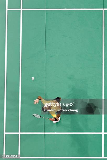 Prannoy H. S. Of India compete in the Men's Singles Round Robin match against Chou Tien Chen of Chinese Taipei during day one of the Sudirman Cup at...