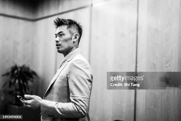 Lin Dan of China attends the press conference during the BWF Hall of Fame for 2023 at Kuala Lumpur Convention Centre on May 26, 2023 in Kuala Lumpur,...