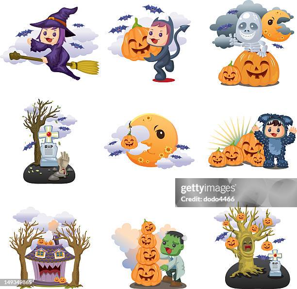 halloween - half moon stock illustrations