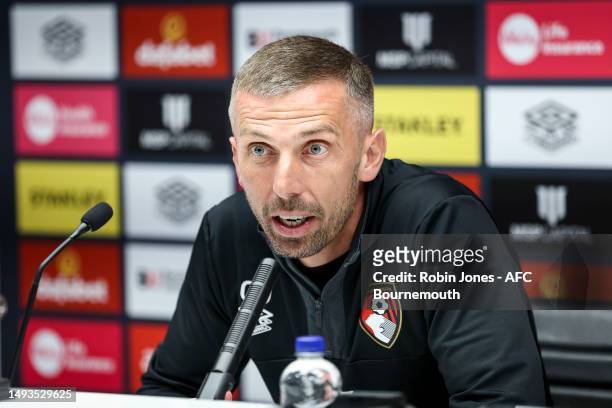 Head Coach Gary O'Neil of Bournemouth during a pre-match press conference at Vitality Stadium on May 26, 2023 in Bournemouth, England.