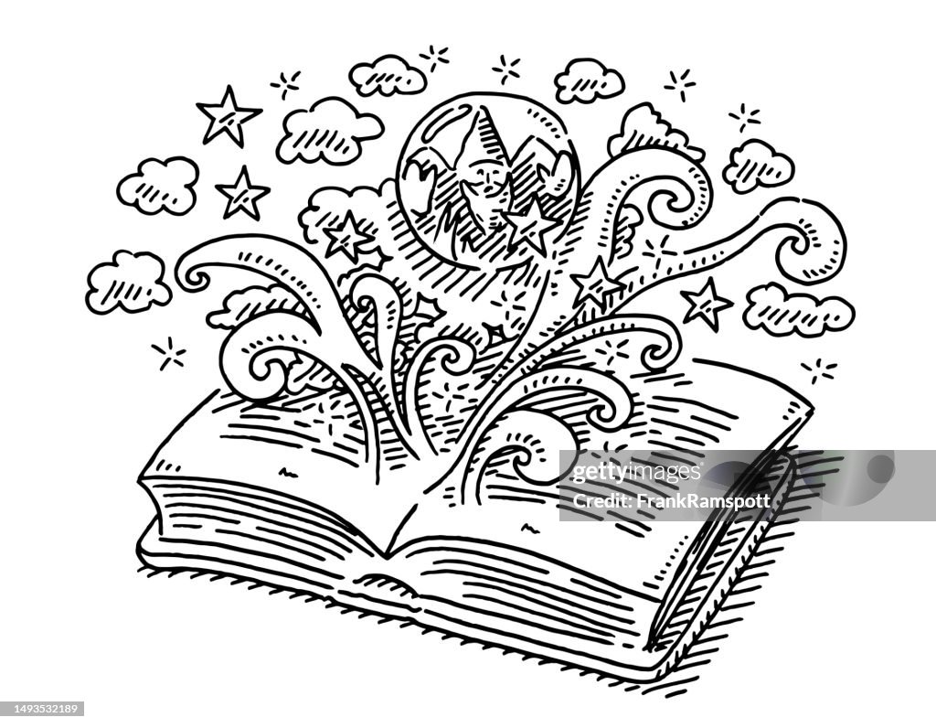 Fantasy Book Crystal Ball Concept Drawing