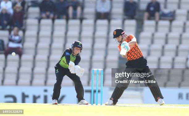 Maia Bouchier of Southern Vipers bats during the Charlotte Edwards Cup match between Southern Vipers and Western Storm at The Ageas Bowl on May 26,...