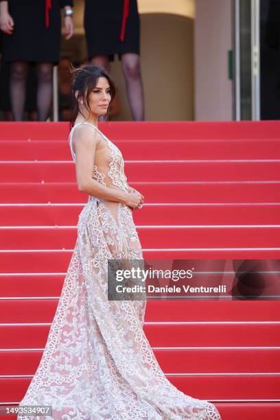 Eva Longoria attends the "The Old Oak" red carpet during the 76th annual Cannes film festival at Palais des Festivals on May 26, 2023 in Cannes,...