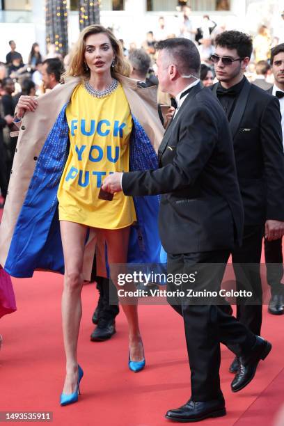 Alina Baikova attends the "The Old Oak" red carpet during the 76th annual Cannes film festival at Palais des Festivals on May 26, 2023 in Cannes,...