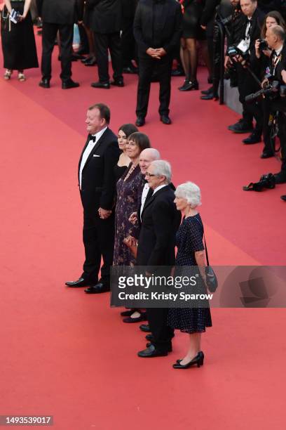 Dave Turner, Ebla Mari, Rebecca O'Brien, Paul Laverty, Director Ken Loach and Lesley Ashton attend the "The Old Oak" red carpet during the 76th...