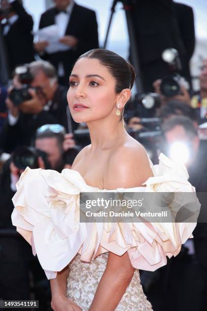 Anushka Sharma attends the "The Old Oak" red carpet during the 76th annual Cannes film festival at Palais des Festivals on May 26, 2023 in Cannes,...