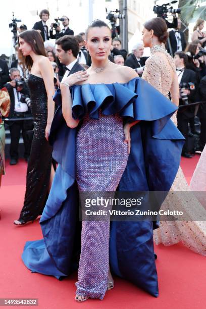 Carlotta Rubaltelli attends the "The Old Oak" red carpet during the 76th annual Cannes film festival at Palais des Festivals on May 26, 2023 in...