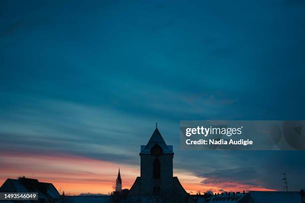 strasbourg winter cityscape at sunrise - christian audigie stock pictures, royalty-free photos & images