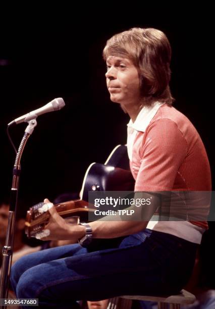 Swedish singer and songwriter Björn Ulvaeus, of the supergroup ABBA, performs on stage during the Olivia! TV Special at The Columbia Studios in Los...