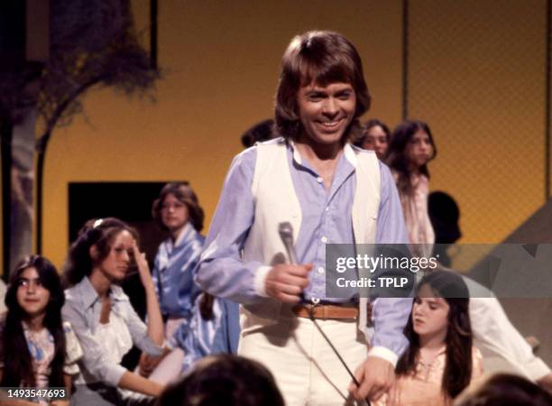 Swedish singer and songwriter Björn Ulvaeus, of the supergroup ABBA, performs on stage during the Olivia! TV Special at The Columbia Studios in Los...