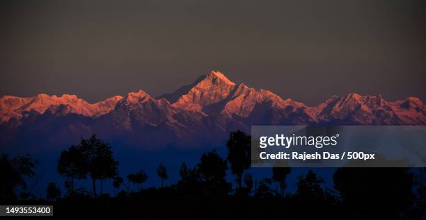 scenic view of silhouette of mountains against sky at sunset,india - morning in the mountain stock pictures, royalty-free photos & images