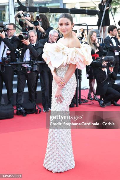 Anushka Sharma attends the "The Old Oak" red carpet during the 76th annual Cannes film festival at Palais des Festivals on May 26, 2023 in Cannes,...