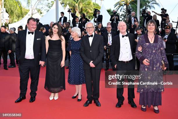 Dave Turner, Ebla Mari, Lesley Ashton, Director Ken Loach, Paul Laverty and Rebecca O'Brien attend the "The Old Oak" red carpet during the 76th...