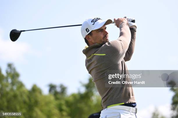 Haydn Porteous of South Africa hits his first shot on the 10th hole during Day Two of the Copenhagen Challenge presented by Ejner Hessel at Royal...