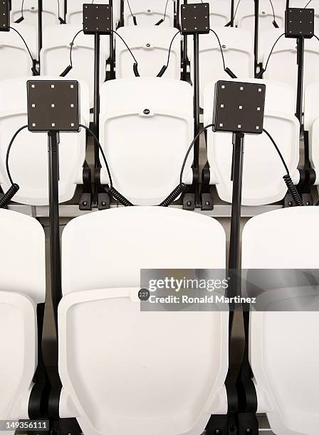 Detail of seating prior to the Opening Ceremony of the London 2012 Olympic Games at the Olympic Stadium on July 27, 2012 in London, England.