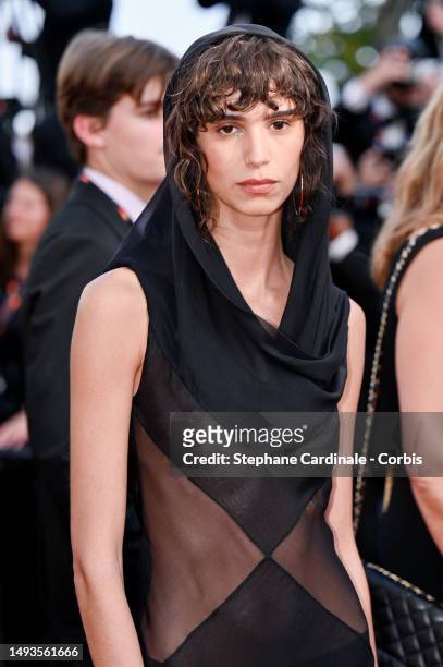 Mica Argañaraz attends the "The Old Oak" red carpet during the 76th annual Cannes film festival at Palais des Festivals on May 26, 2023 in Cannes,...