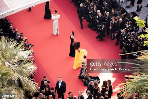 Renata Notni, Taís Araújo and Cinta Laura Kiehl attend the "The Old Oak" red carpet during the 76th annual Cannes film festival at Palais des...