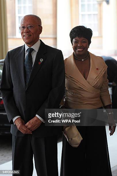 Sir Arthur Foulkes, the Governor General of The Bahamas and his wife Joan Eleanor Foulkes, arrive for a London 2012 Olympic Games reception, hosted...