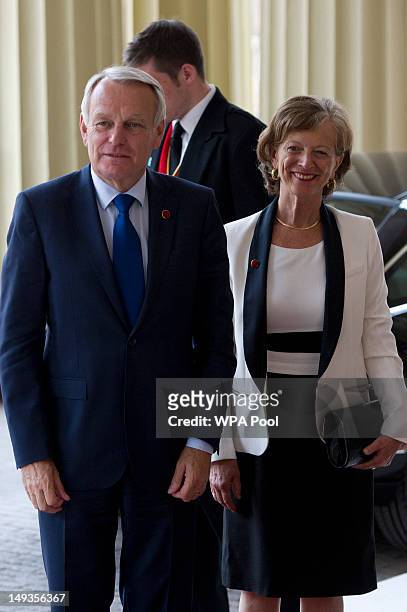 Jean-Marc Ayrault, the Prime Minister of France and his wife Brigitte Terrien arrive for a London 2012 Olympic Games reception, hosted by Britain's...