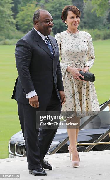 President of Gabon Ali Bongo Ondimba and his wife Sylvia arrives for a reception at Buckingham Palace for Heads of State and Government attending the...