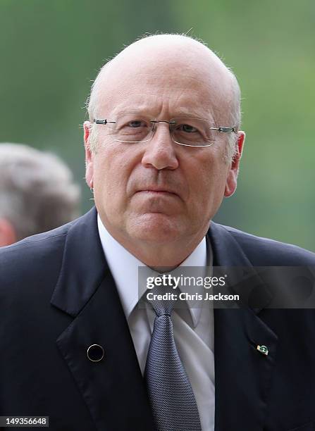 Prime Minister of Lebanon Najib Mikati arrives for a reception at Buckingham Palace for Heads of State and Government attending the Olympics Opening...