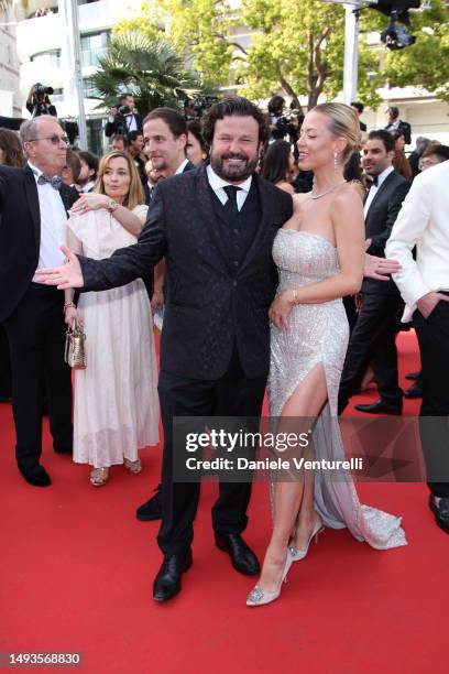 Domingo Zapata and Miranda Backman attends the "The Old Oak" red carpet during the 76th annual Cannes film festival at Palais des Festivals on May...