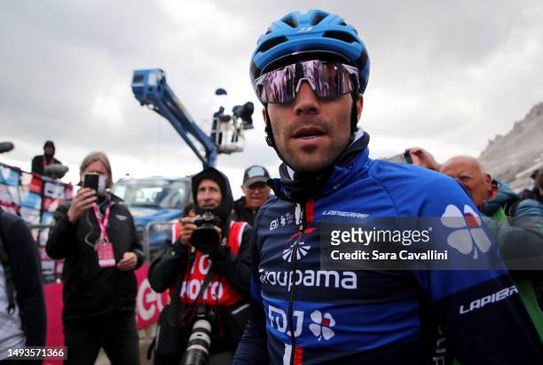 Thibaut Pinot of France and Team Groupama - FDJ - Blue Mountain Jersey looks on at the end of the 106th Giro d'Italia 2023, Stage 19 a 183km stage...