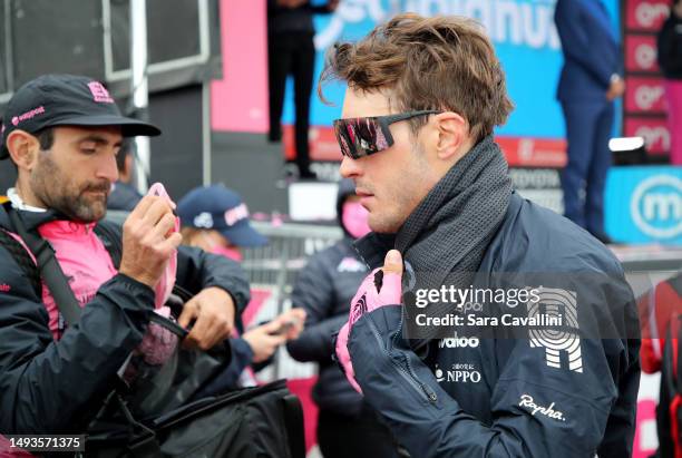 Alberto Bettiol of Italy and Team EF Education-EasyPost arrives at the finish during the 106th Giro d'Italia 2023, Stage 19 a 183km stage from...