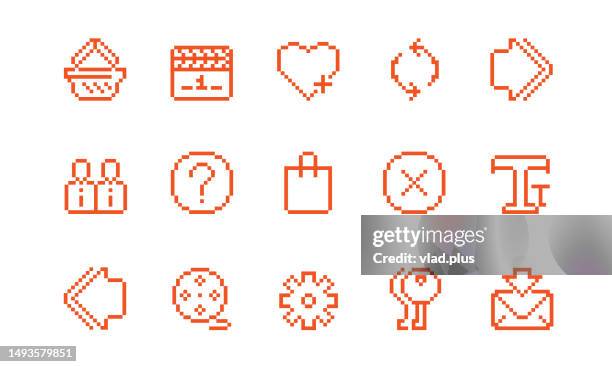 website icons in pixelated style - fast forward stock illustrations