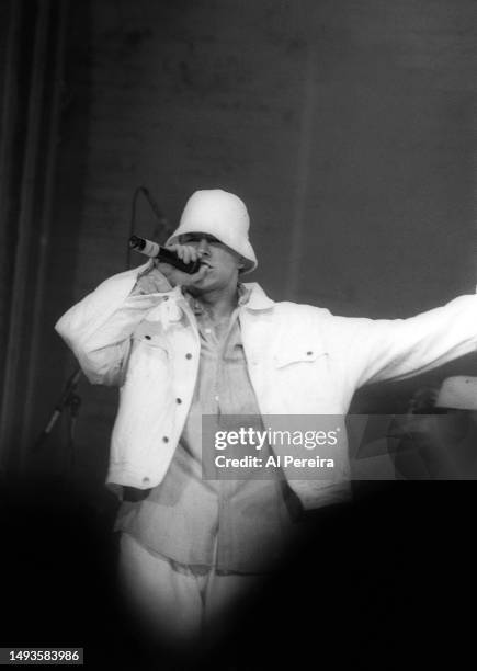 Marky Mark and The Funky Bunch perform at The Academy on April 2, 1992 in New York City.