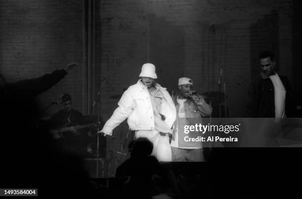 Marky Mark and The Funky Bunch perform at The Academy on April 2, 1992 in New York City.