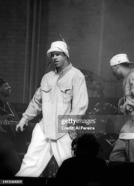 Marky Mark and The Funky Bunch perform at The Academy on April 2, 1992 in New York City.