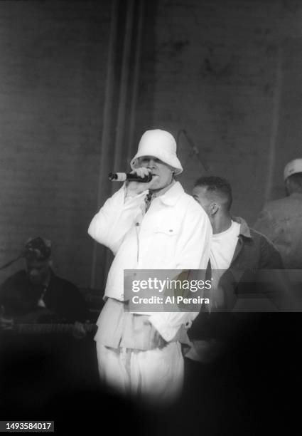 Marky Mark and The Funky Bunch perform at The Academy on April 2, 1992 in New York City.