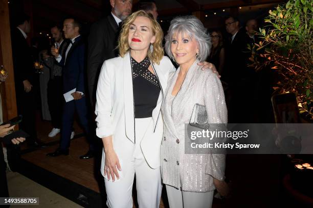 Kate Winslet and Jane Fonda attend the L'Oreal - Lights on Women Award at the 76th annual Cannes film festival at on May 26, 2023 in Cannes, France.