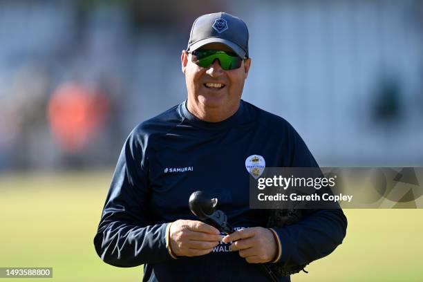 Derbyshire coach Mickey Arthur during the Vitality Blast T20 match between Notts Outlaws and Derbyshire Falcons at Trent Bridge on May 26, 2023 in...