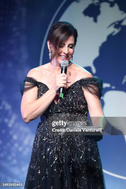 Kira Soltanovich speaks onstage at World Bloggers Awards during The 76th Annual Cannes Film Festival on May 26, 2023 in Cannes, France.