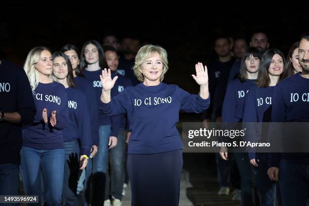 Alberta Ferretti walks the runway at the Alberta Ferretti Resort Show 2024 on May 26, 2023 in Rimini, Italy.