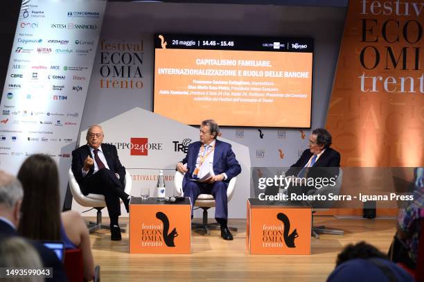 Italian businessmen Gian Maria Gros Pietro and Francesco Gatano Caltagirone interviewed by journalist Fabio Tamburini DIrector of "il Sole 24 Ore"...