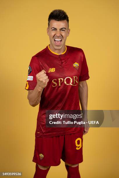 Stephan El Shaarawy of AS ROMA poses for a portrait during the AS Roma UEFA Europa League Final Access Day at Centro Sportivo Fulvio Bernardini on...