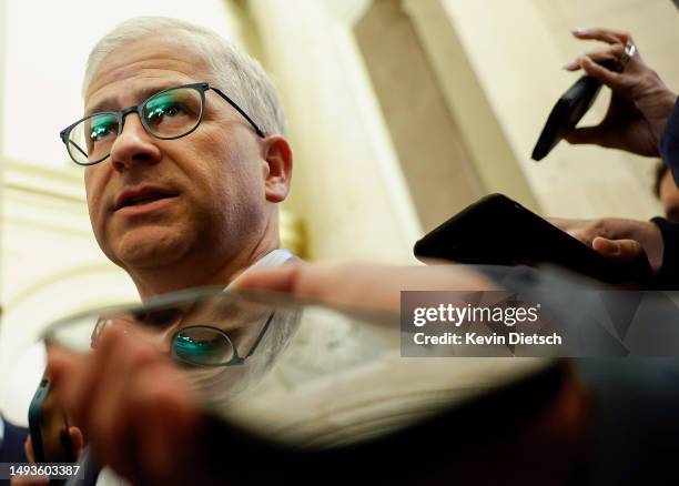 Rep. Patrick McHenry speaks to members of the media at the U.S. Capitol on May 26, 2023 in Washington, DC. House Speaker McCarthy and his team...