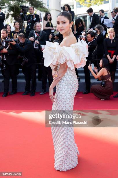 Anushka Sharma attends the "The Old Oak" red carpet during the 76th annual Cannes film festival at Palais des Festivals on May 26, 2023 in Cannes,...