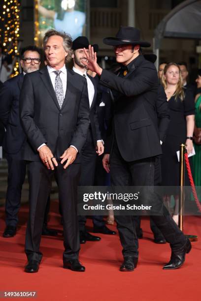 William Fichtner and Director Robert Rodriguez attend the "Hypnotic" red carpet during the 76th annual Cannes film festival at Palais des Festivals...
