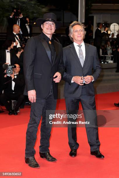 Director Robert Rodriguez and William Fichtner attend the "Hypnotic" red carpet during the 76th annual Cannes film festival at Palais des Festivals...
