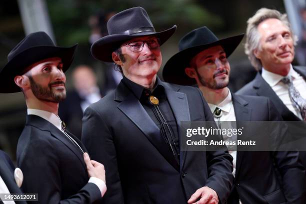 Racer Rodrguez, Director Robert Rodriguez, Rebel Rodriguez and William Fichtner attend the "Hypnotic" red carpet during the 76th annual Cannes film...