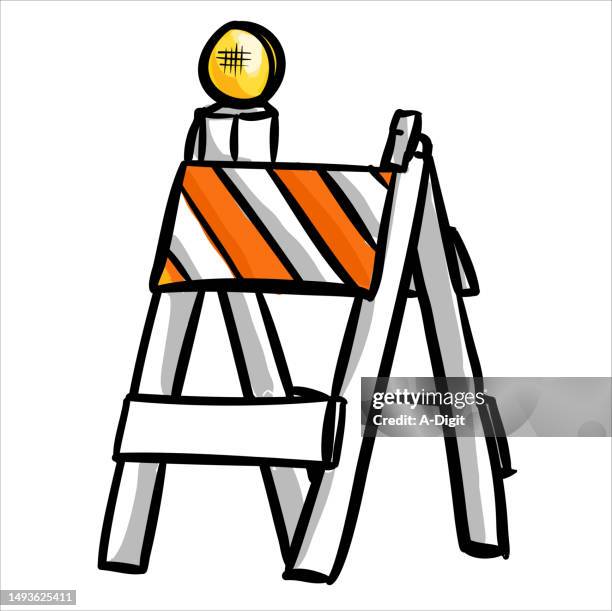 construction road block signage color - men at work sign stock illustrations