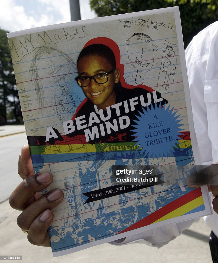 A program of Kile Glover is seen at the funeral service for Usher's A program of Kile Glover is seen at the funeral service for Usher's