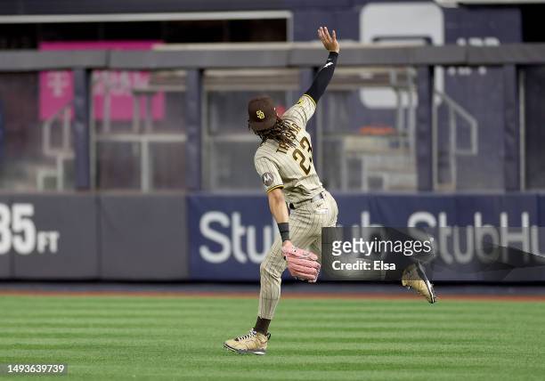 Fernando Tatis Jr. #23 of the San Diego Padres celebrates the win over the New York Yankees at Yankee Stadium on May 26, 2023 in Bronx borough of New...
