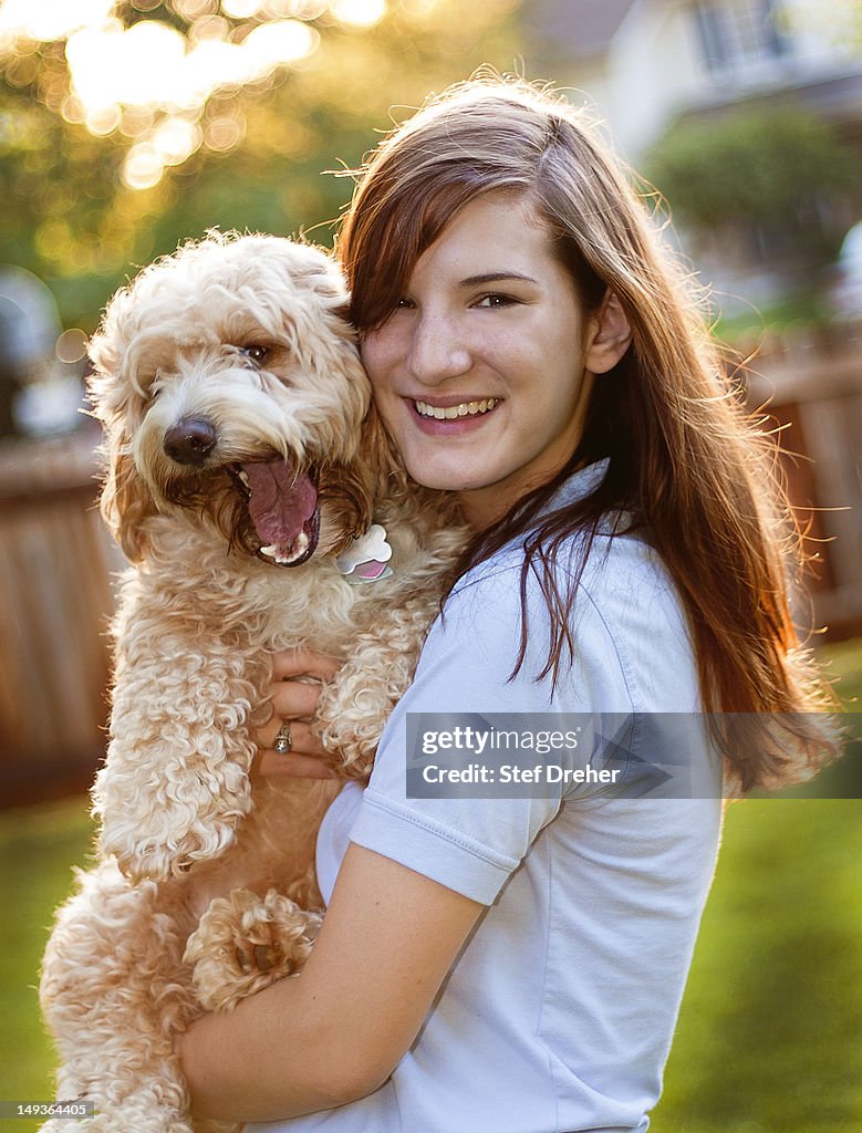 Young woman and dog